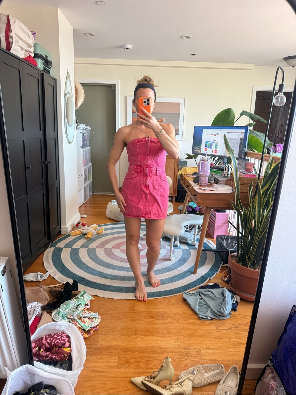 Strapless Pink Denim Dress